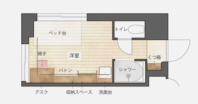 シャワーブースのみのお部屋の間取り図