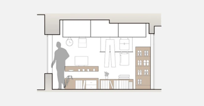 Illustration of the compact room layout
